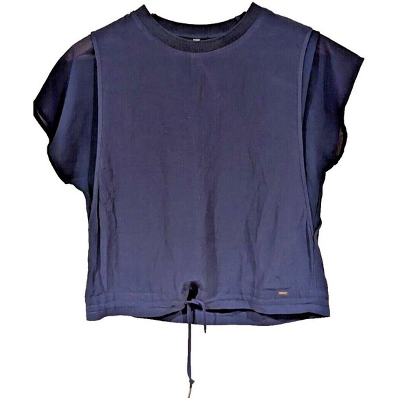 Pepe Jeans Tops - Pepe jeans XS blue drawstring tee‎ sheer flutter sleeves pretty detail Soft Girl